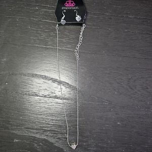 Paparazzi Silver Heart Necklace & Earrings Set | Minimalist Jewelry Set